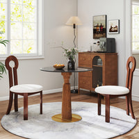 Solid Wood Conversation Table – Multi-Shape & Material Options + Column Base, Light Retro Leisure Table
