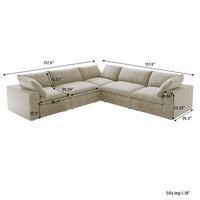 Sky Cloud Sectional Sofa | Washable Cover 120-Inch Linen Corner Sectionals 5-Seaters