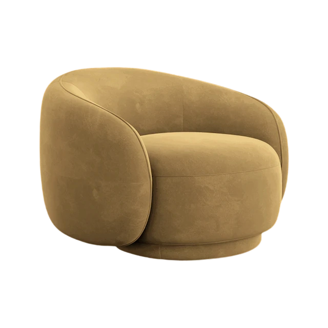 Modern Enveloping Single Sofa Chair – Cream White Velvet, Light Luxury Design for Living Room & Leisure Area