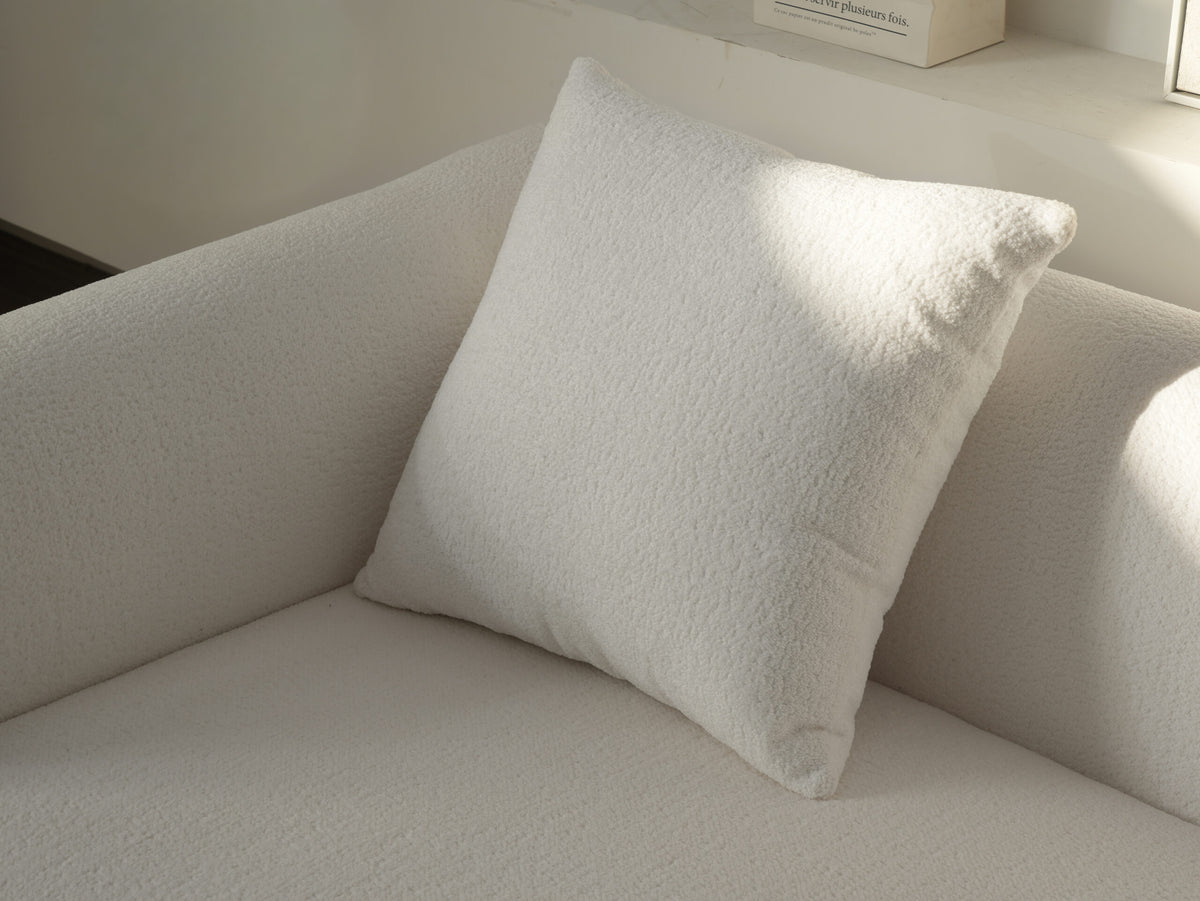 Artistic Sherpa Couch Sofa with Solid Wood Legs