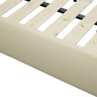 Modern Cream Upholstered Platform Bed – Fits King & Queen Size Mattress, Compatible with 10-12 Inch Thick Mattresses