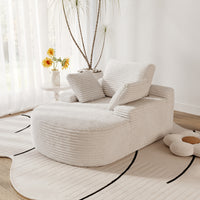 Double Armrest Chaise Lounge Lazy Sofa, Compressed Full Sponge Single Couch, 4 Color Options Corduroy Accent Chair