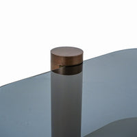 Two-Tier Coffee Table with Glass & Artificial Marble Tops, 2 Color Options (Bronze/White)