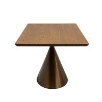 Rectangular Wood Dining Table, Conical Metal Pedestal Dining Table