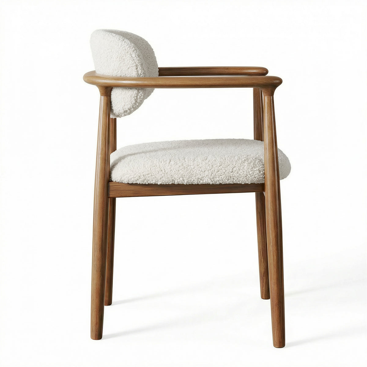 【LAS VEGAS MARKET EXHIBIT】 Walnut Wood Dining Armchair – Upholstered in Leather or Lambswool