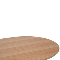 Modern Oval Fluted Pedestal Dining Table – Solid Wood Grain Tabletop for Dining Room