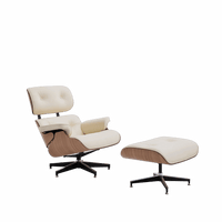 Modern Classic Leather Lounge Chair with Ottoman