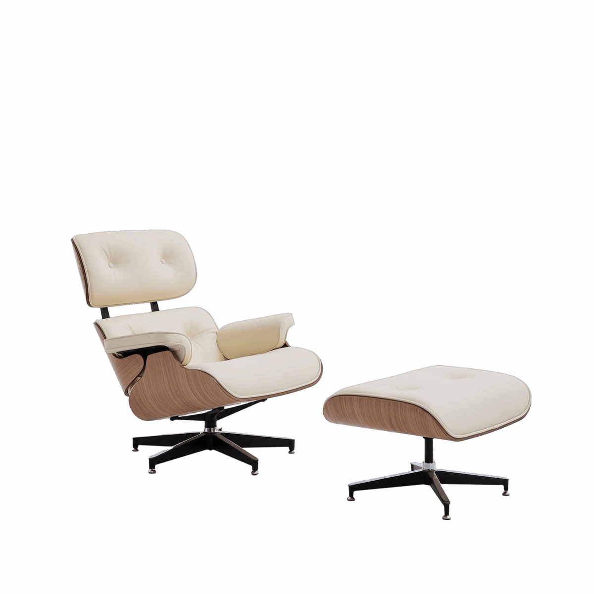 Modern Classic Leather Lounge Chair with Ottoman