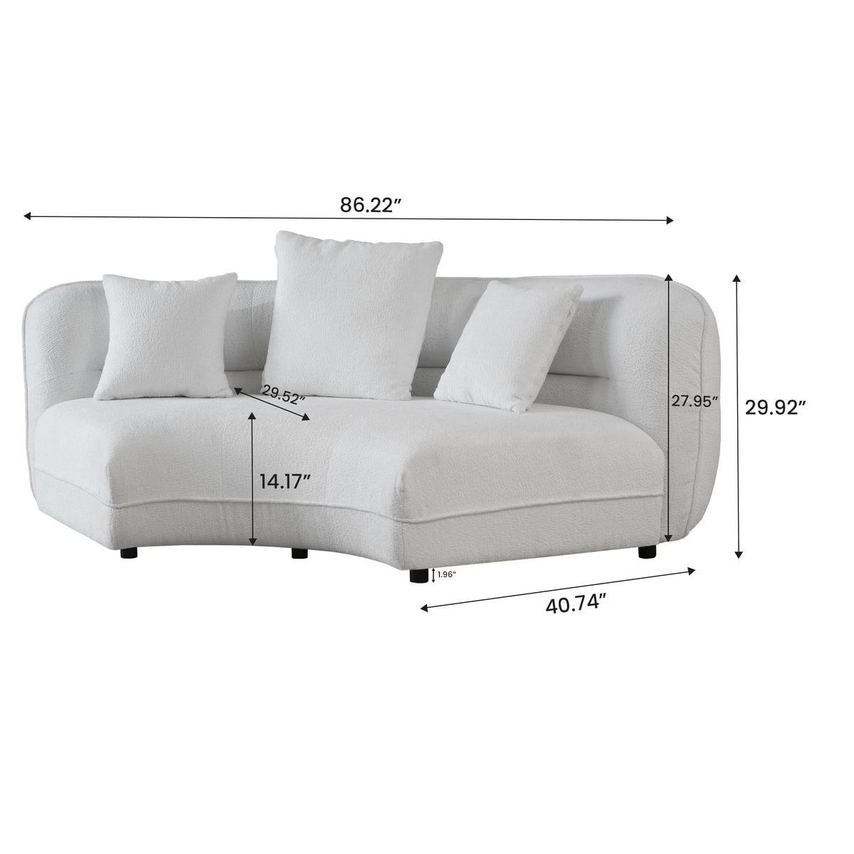 Spacious Sherpa Curved Couch