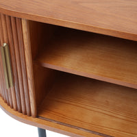 Mid-Century Slatted Wood TV Stand