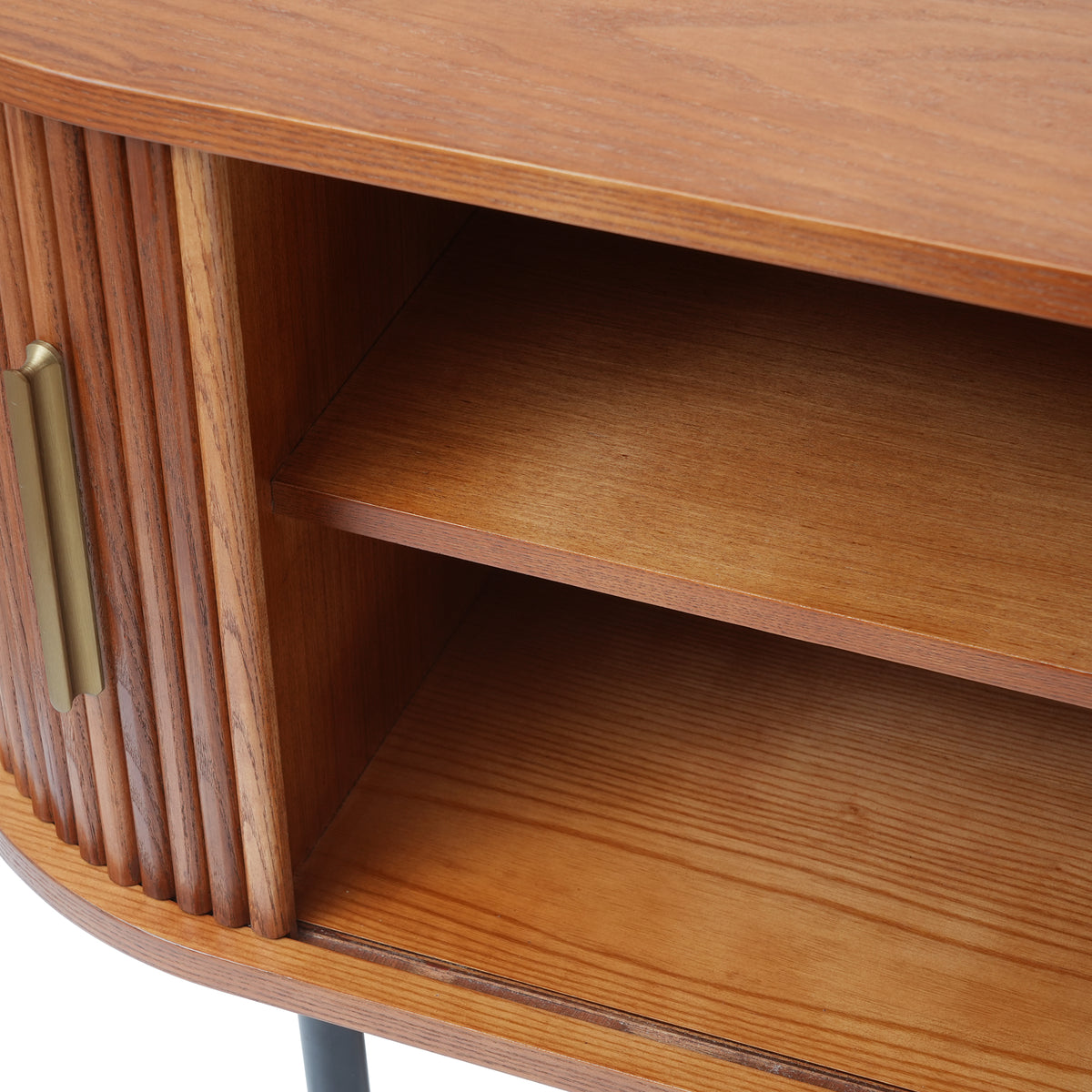 Mid-Century Slatted Wood TV Stand