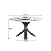 2 Sizes & 3 Colors Round Marble-Pattern Dining Table – Optional Rotating Lazy Susan, 2-Tone X-Shaped Metal Legs