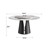 2 Sizes Round Pandora-Color Dining Table – Optional Rotating Lazy Susan, Black Pedestal Base