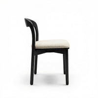 【LAS VEGAS MARKET EXHIBIT】Curved Back Dining Chair – 2 Color Options: Black Wood & Walnut Wood Upholstered Side Chair