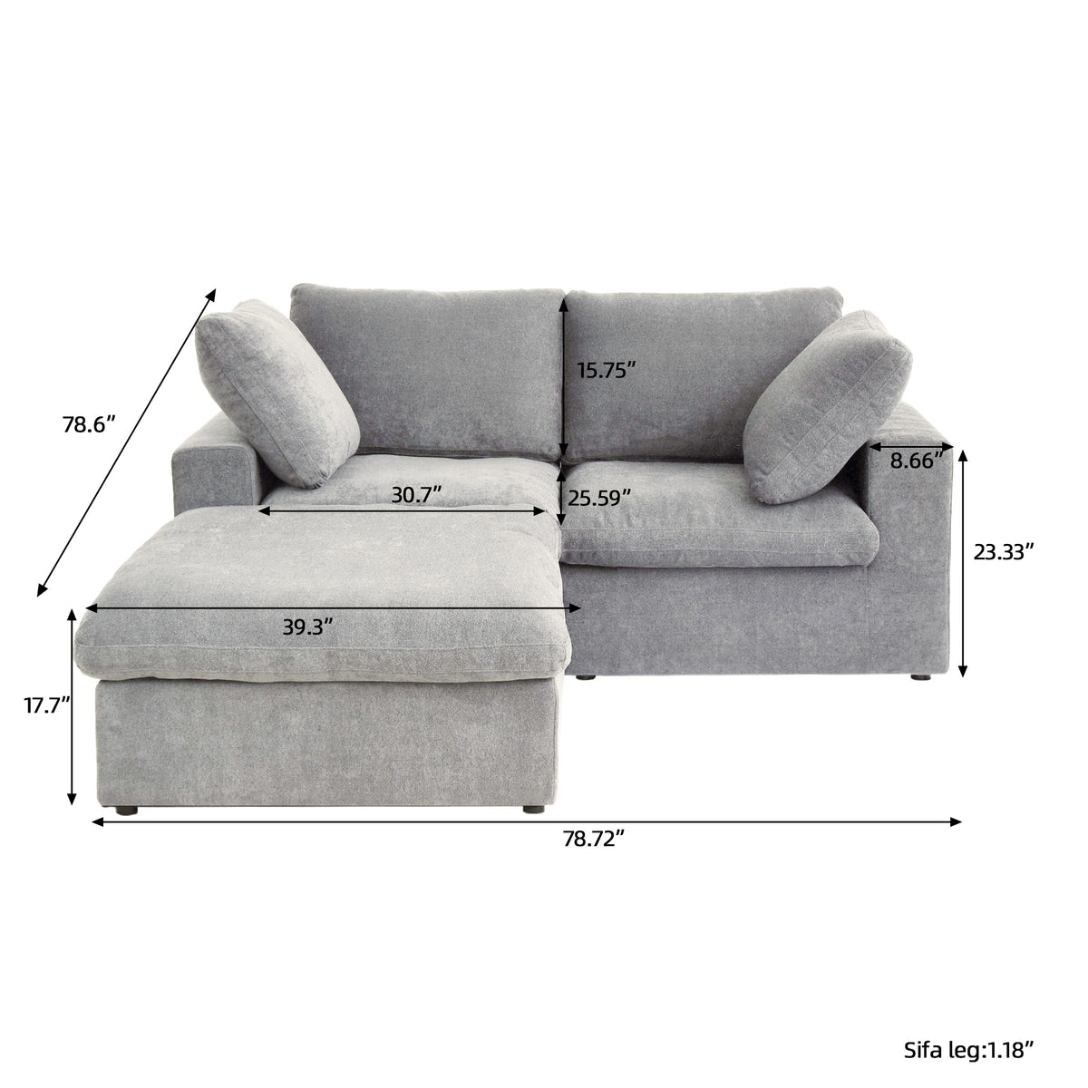 Sky Cloud Sectional Sofa | Pet-Friendly Cover 80-Inch Linen L-Shaped Sectionals 3-Seaters
