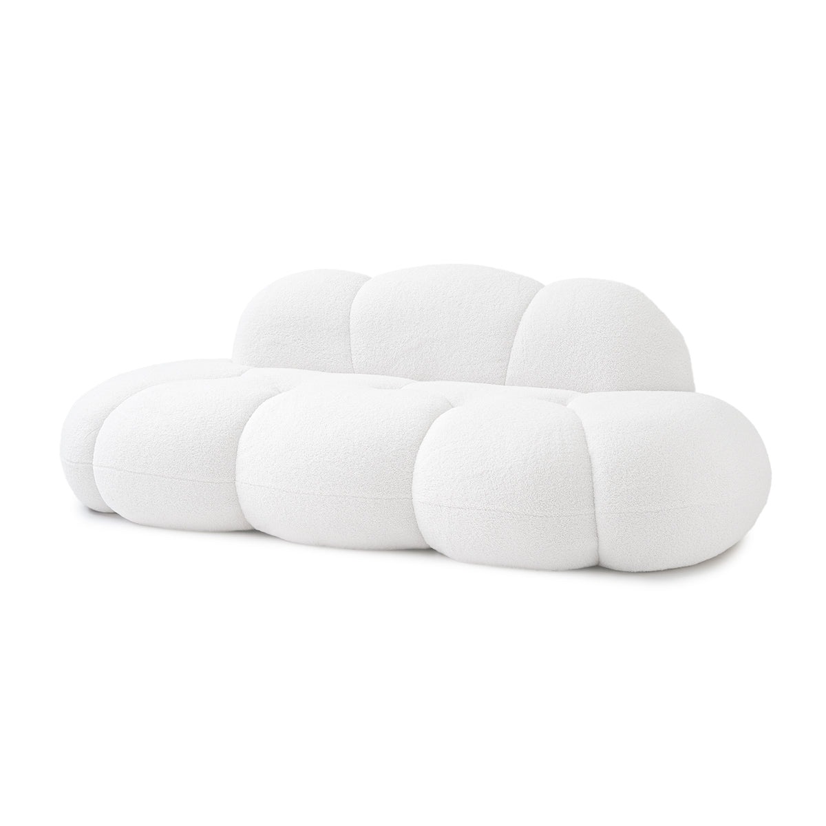 Cloud-Shaped Teddy Fleece Sofa – White Plush Fabric, Artistic Design for Living Room Light Luxury Leisure Area