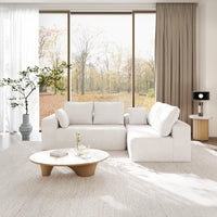 Modern Horizontal-Rib Fabric 4-Seater Sofa – 4-Color Options, Modular Upholstered Sofa for Living Room