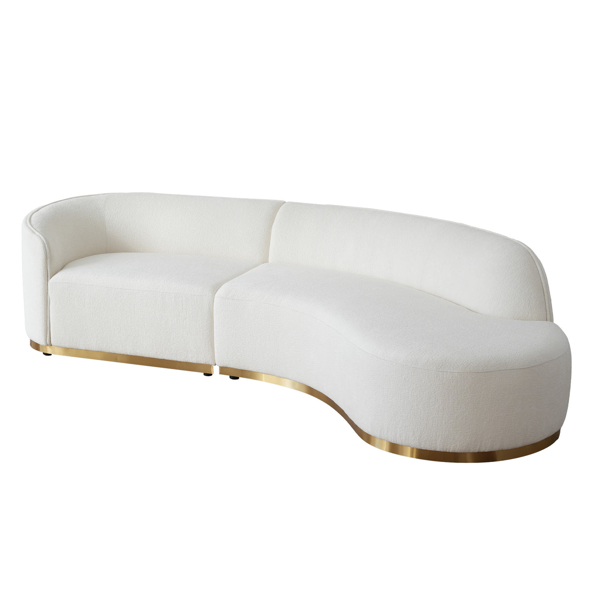 Contemporary Curved Couch in Sherpa Cover