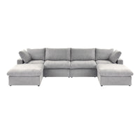 Sky Cloud Sectional Sofa | Pet-Friendly Cover 160-Inch Linen U-Shaped Sectionals 6-Seaters