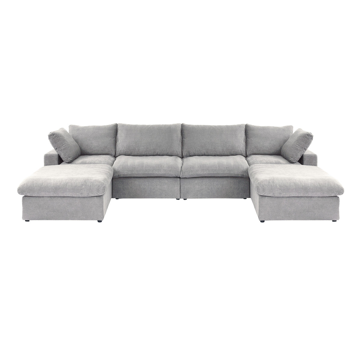 Sky Cloud Sectional Sofa | Pet-Friendly Cover 160-Inch Linen U-Shaped Sectionals 6-Seaters