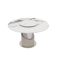 2 Sizes & 3 Colors Sintered Stone Dining Table Optional Rotating Tray Light Luxury Round Table Set for Home