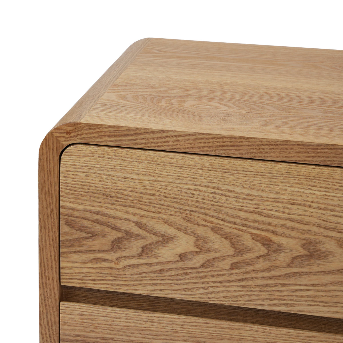 Natural Wood Tone 2-Drawer Nightstand, Modern Minimalist Bedside Table
