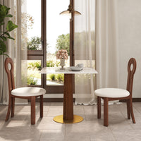Light Luxury Conversation Table – Multi-Shape & Material Options + Column-Pattern Solid Wood Leg, Light Retro Leisure Table