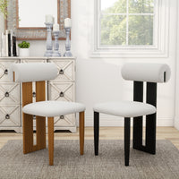Modern Light Luxury Teddy Fabric Dining Chair Set of 2