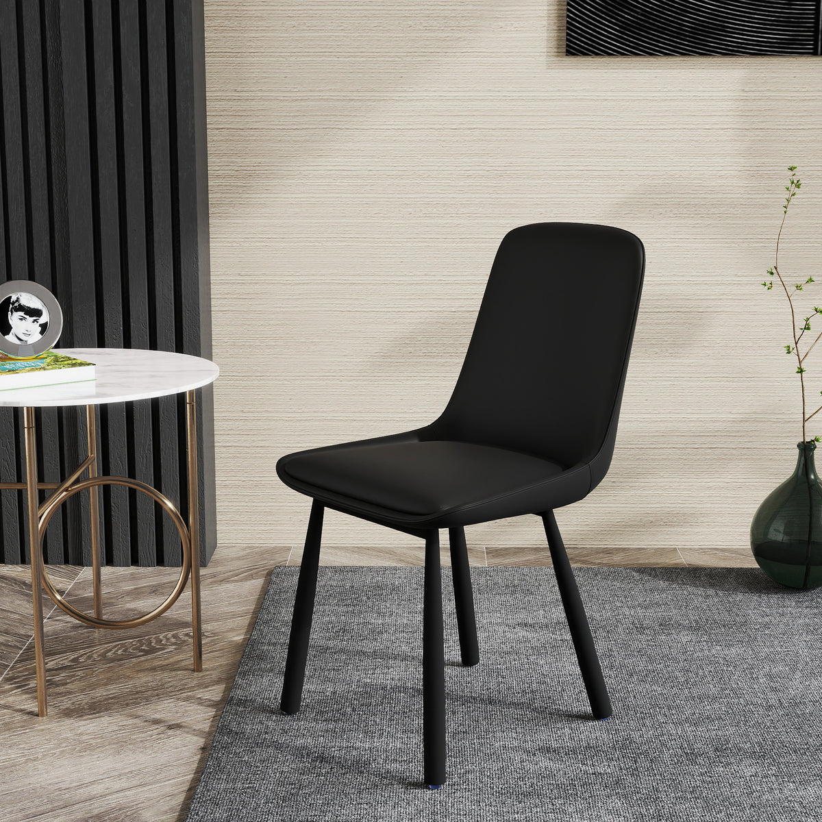 Modern Curved PU Leather Upholstered Dining Chair Set – 2 Color Options, 2-Pack Per Box