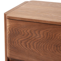 Curved 2-Drawer Solid Wood Nightstand – Modern Minimalist Bedside Table with Natural Grain