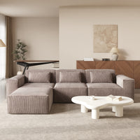 Compressible Modular Sectional Sofa – Cloud Velvet Fabric + Flexible Assembly, Minimalist Relaxed Vibe Living Room Sofa