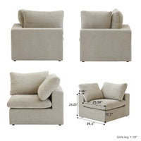 Sky Cloud Sectional Sofa | Replaceable Cover 40-Inch Linen Single Sofa 1-Seaters