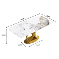 63/70.9inch Sizes & 3 Colors Rectangular Marble Dining Table – Gold/Black Carbon Steel X-Base