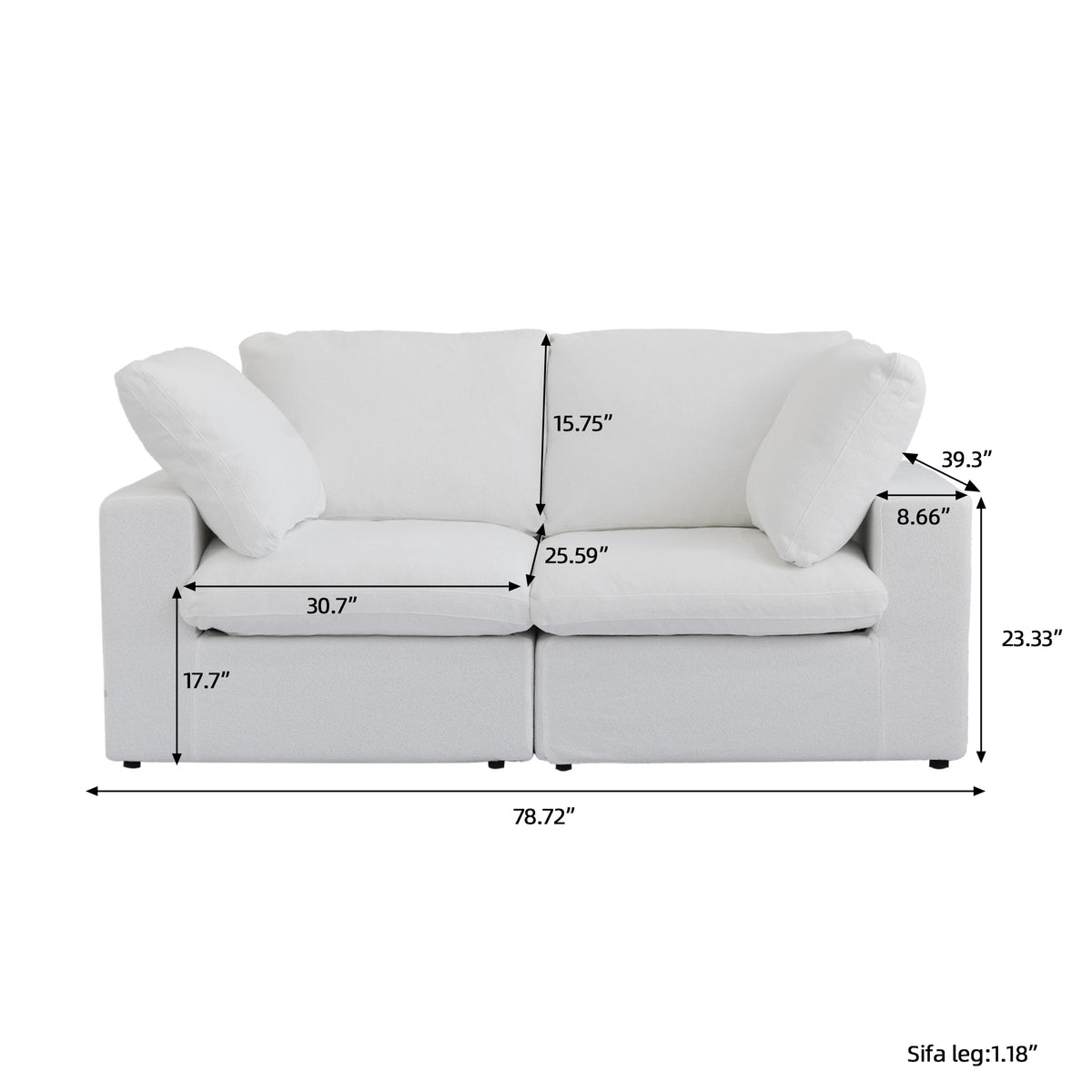 Sky Cloud Sectional Sofa | Modular Washable 80-Inch Linen Loveseats 2-Seaters