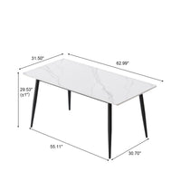 3 Sizes & 3 Colors Rectangular Dining Table – 2-Tone Tapered Metal Legs