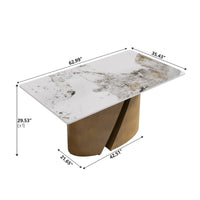 2 Sizes & 3 Colors Rectangular Dining Table – Artistic Gold Pedestal Base