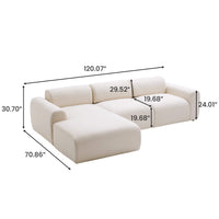 L-Shaped Sectional Sofa – Beige Cloud Sofa, Fixed Chaise Lounge, Oversized Deep Seat Couch