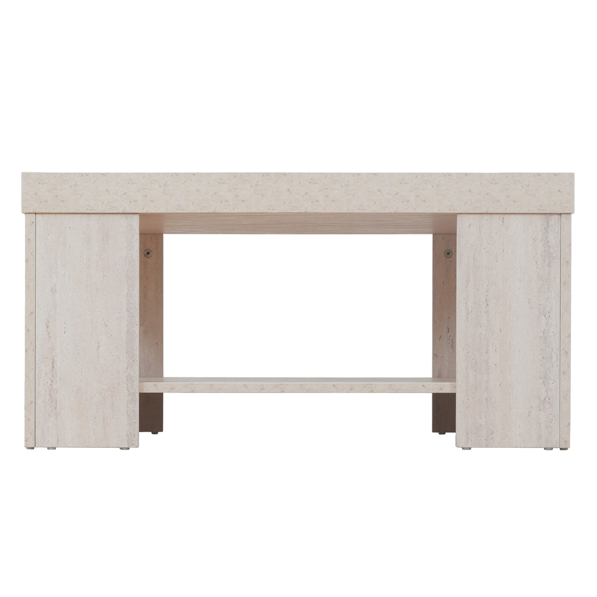 Travertine Block Leg Square Coffee Table