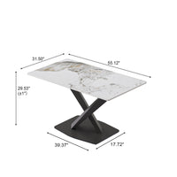 3 Sizes & 3 Colors Rectangular Dining Table – 2-Tone X-Shaped Metal Pedestal Base