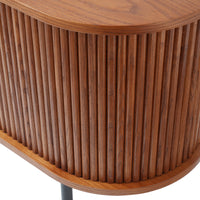 Mid-Century Slatted Wood TV Stand