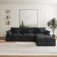 Modular Sofa – Multi-Color Chenille Fabric with Ottoman, Configurable Sectional for Living Room
