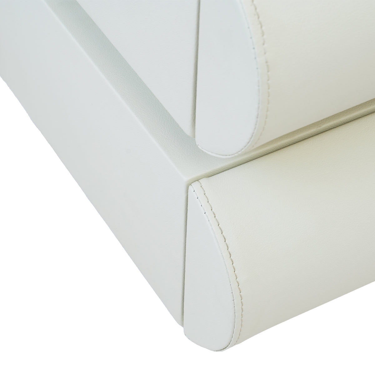 Cream Upholstered 2-Drawer Nightstand with Curved Handles – Modern Bedside Table