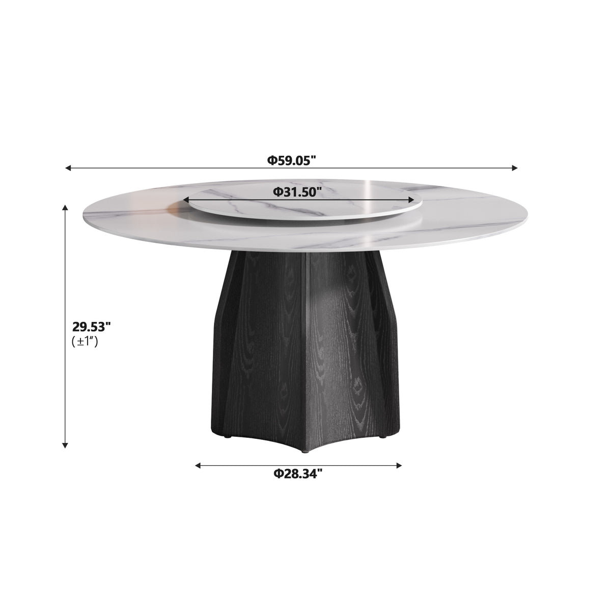 2 Sizes, 3 Tabletop Colors & 2 Leg Colors Round Dining Table – Optional Rotating Lazy Susan