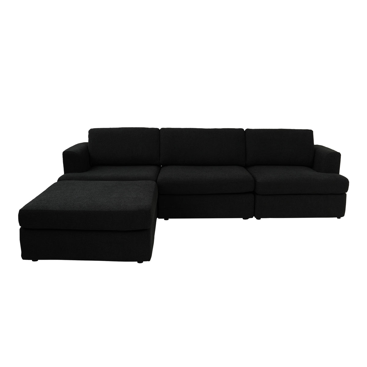 Modular L-Shaped Boucle Sectional Sofa, 2 Color Options, Freely Reconfigurable Fabric Couch with Chaise Lounge