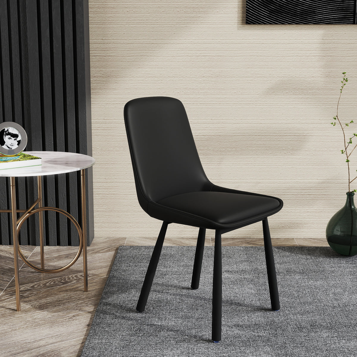Modern Curved PU Leather Upholstered Dining Chair Set – 2 Color Options, 2-Pack Per Box