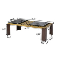 Modern Coffee Table with Artificial Marble Tops, Stainless Steel Grid, and Iron Legs