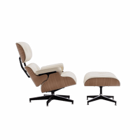 Modern Classic Leather Lounge Chair with Ottoman
