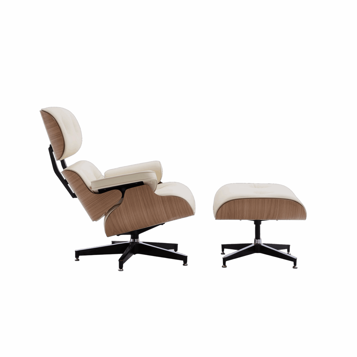 Modern Classic Leather Lounge Chair with Ottoman