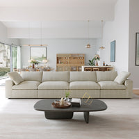 Sky Cloud Sectional Sofa | Replaceable Cover 160-Inch Linen Sleepers 4-Seaters