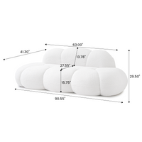 Cloud-Shaped Teddy Fleece Sofa – White Plush Fabric, Artistic Design for Living Room Light Luxury Leisure Area